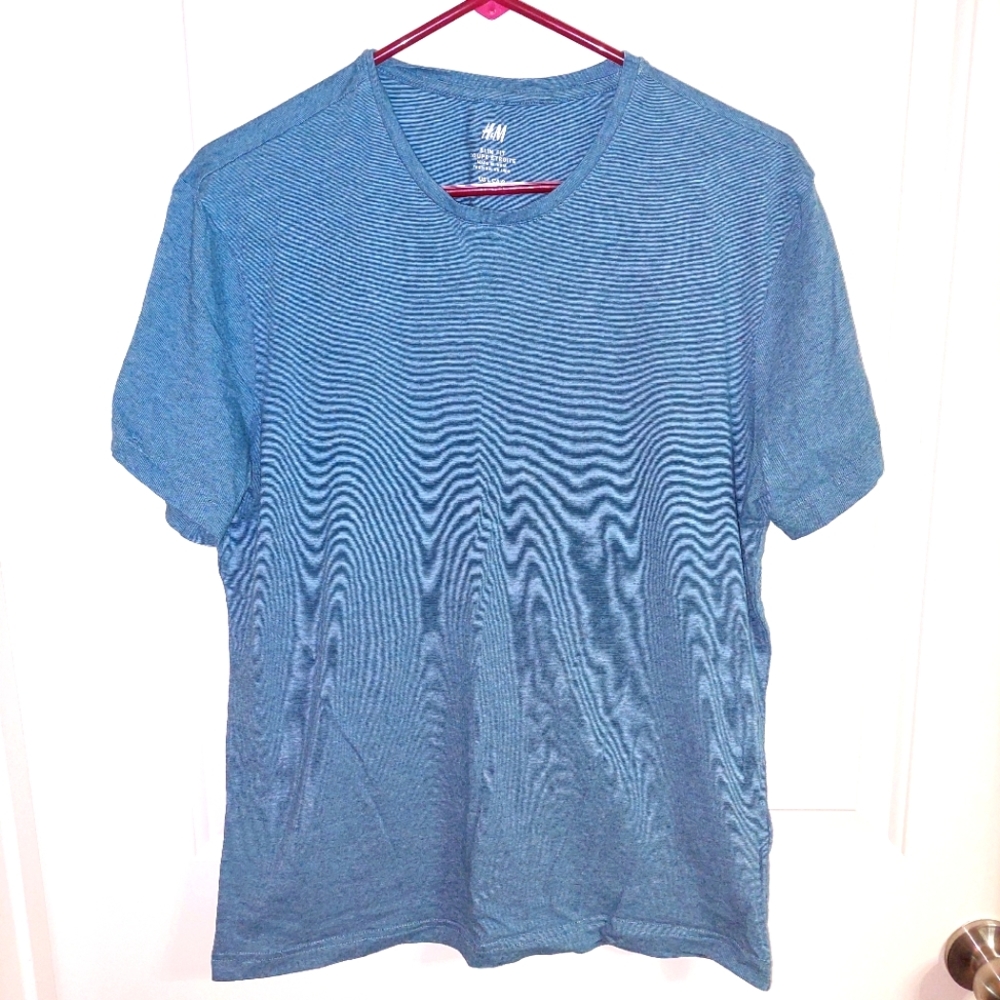 Men's H&M Slim Fit Blue Short Sleeve T-Shirt - (M)